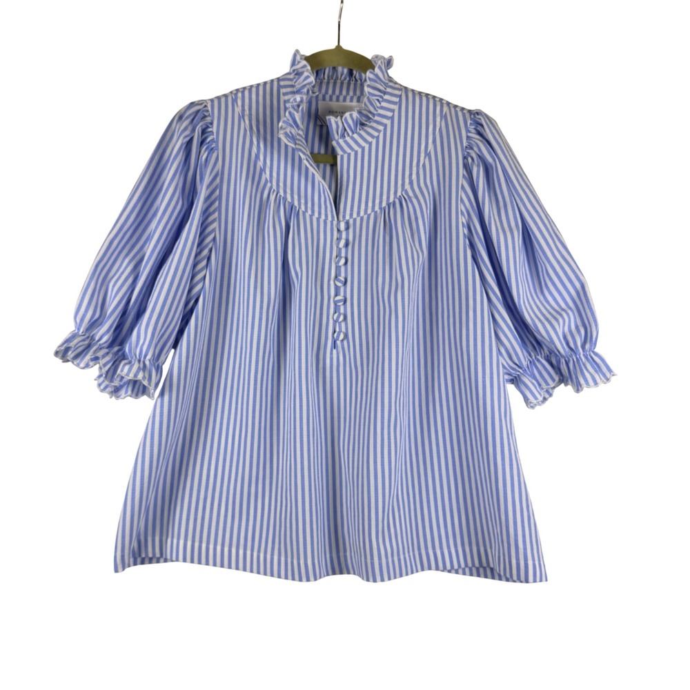 Pomander Place x Tuckernuck Striped Selena Puff Sleeve Blouse XL Preppy Coastal